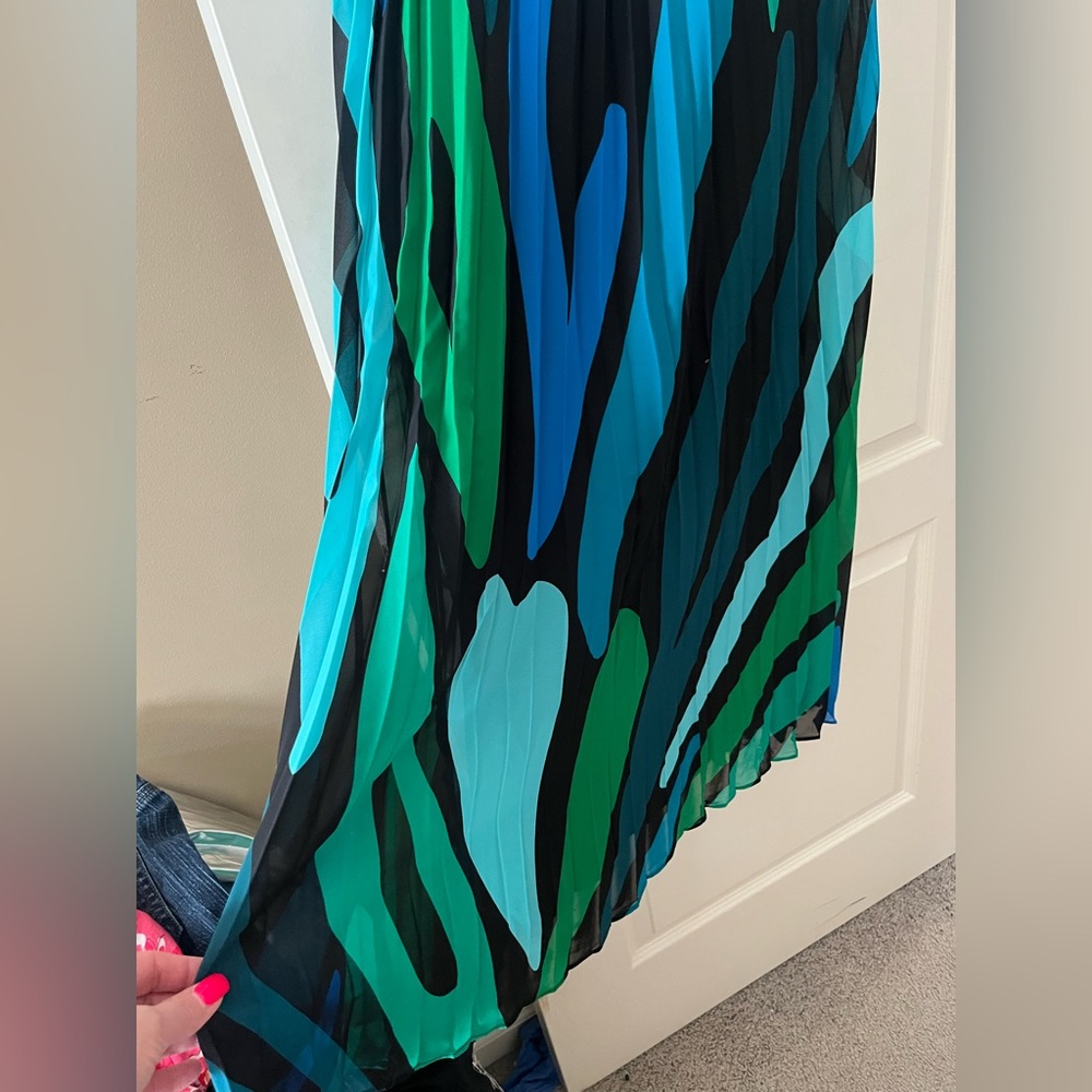 London Times Elegant Multicolor Sleeveless Double V Dress Women’s Size 10 - Picture 8 of 14